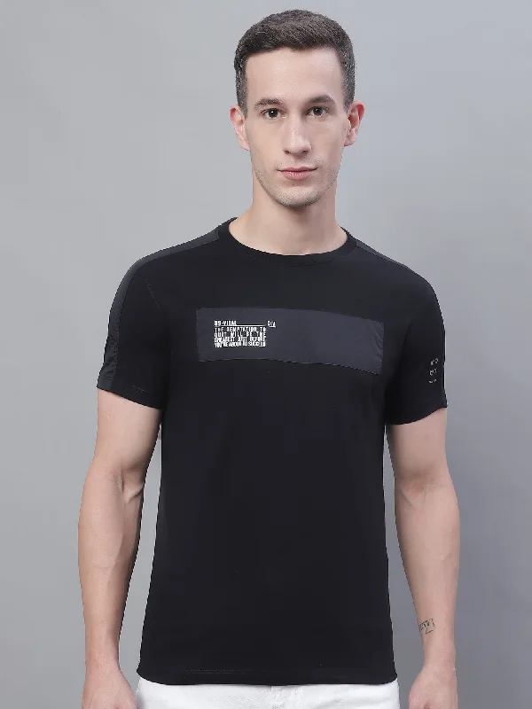 Men Black Round Neck T-Shirt