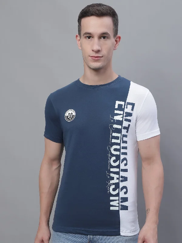 Men Blue Round Neck T-Shirt