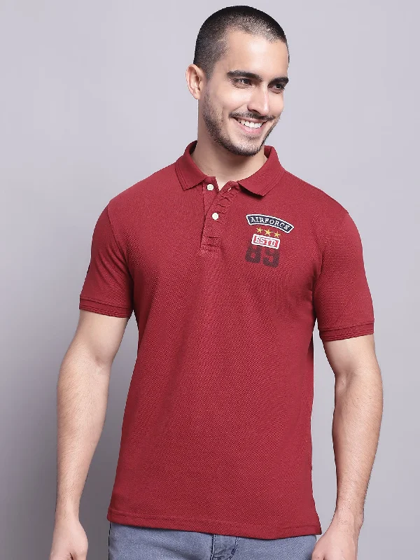 Men Maroon Casual T-Shirt