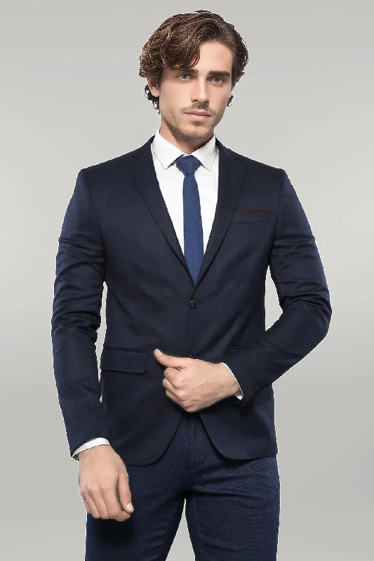 Plaid Navy Blue Jacket with Handkerchief - Wessi