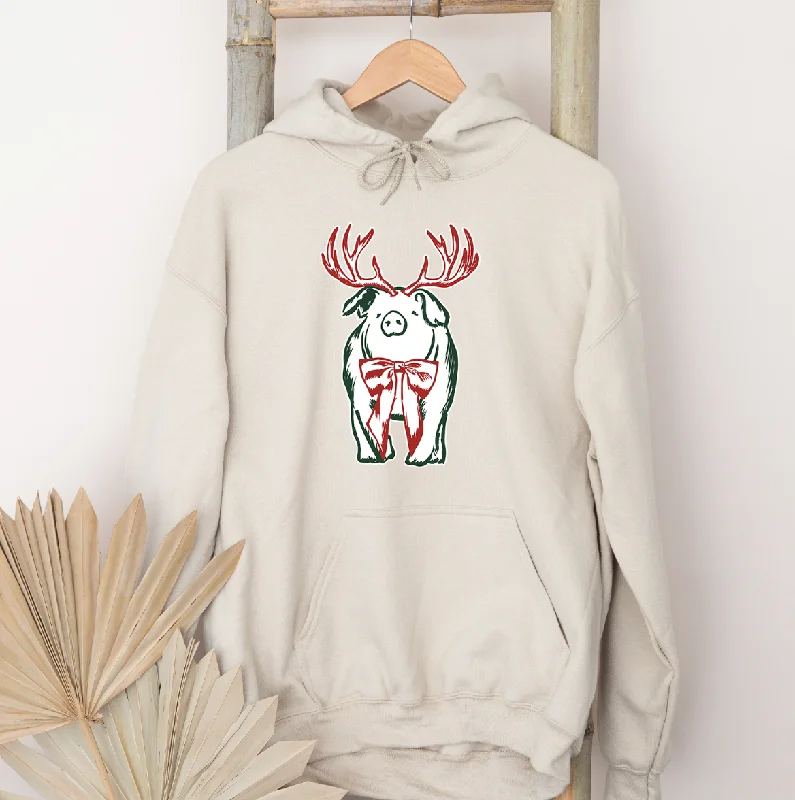 Christmas Reindeer Pig Hoodie (S-3XL) Unisex - Multiple Colors!