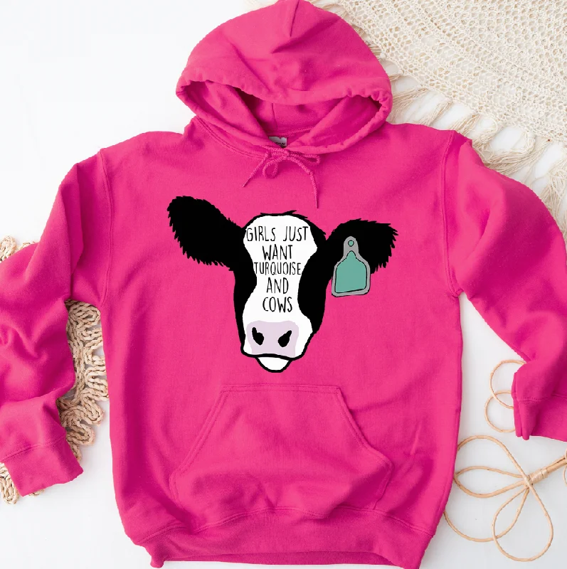 Turquoise and Cows Hoodie (S-3XL) Unisex - Multiple Colors!