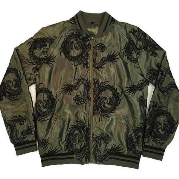 Standard Issue All Over Dragon Souvenir Jacket Olive - Black