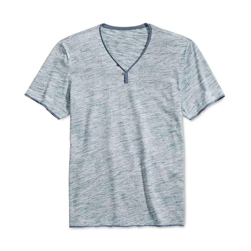 I-N-C Mens Heathered Y-Neck Graphic T-Shirt