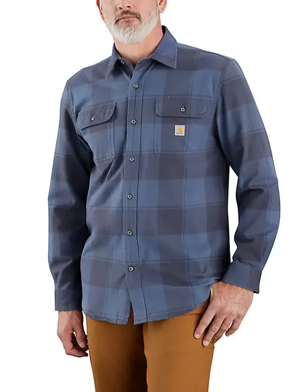 Loose Fit Heavy Weight Flannel Long-Sleeve Plaid Shirt - (Big)