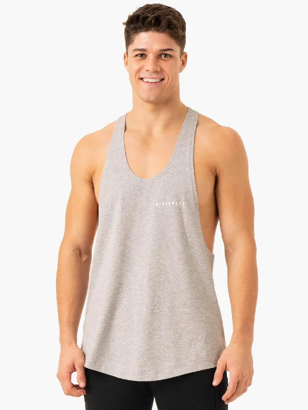 Pursuit Stringer T-Back - Light Grey Marl