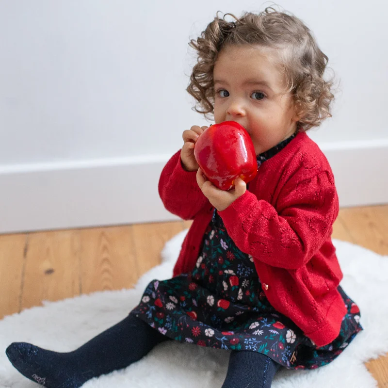 Red Apple Embroidered Cardigan