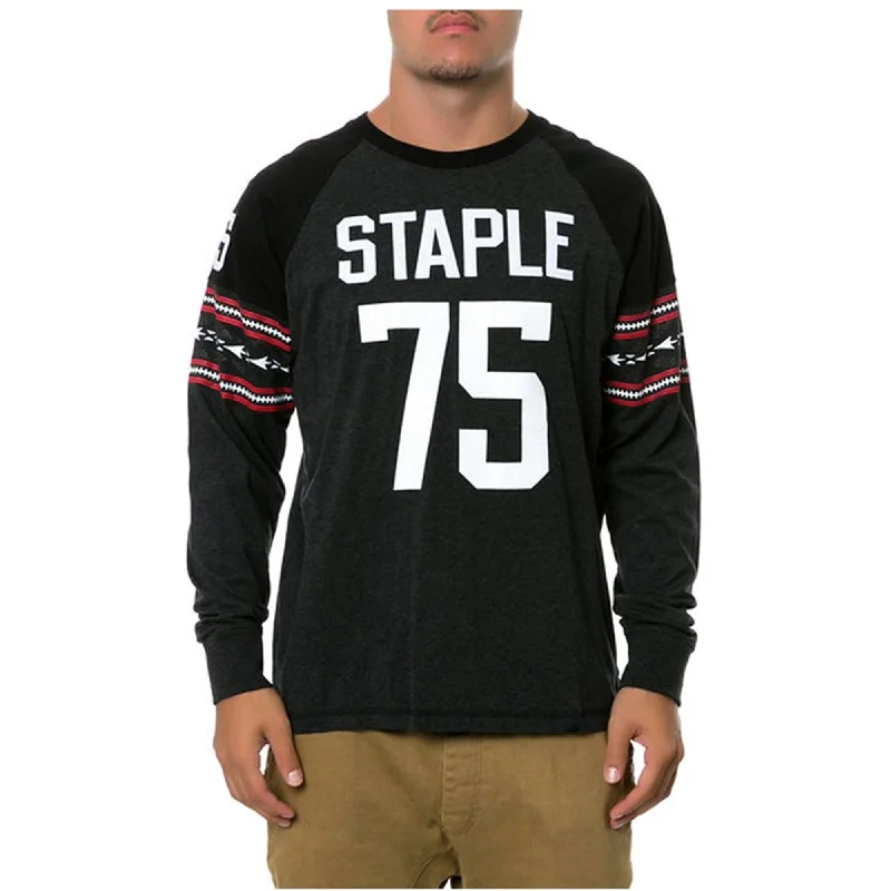 Staple Mens The Offense LS Embellished T-Shirt, Black, Medium