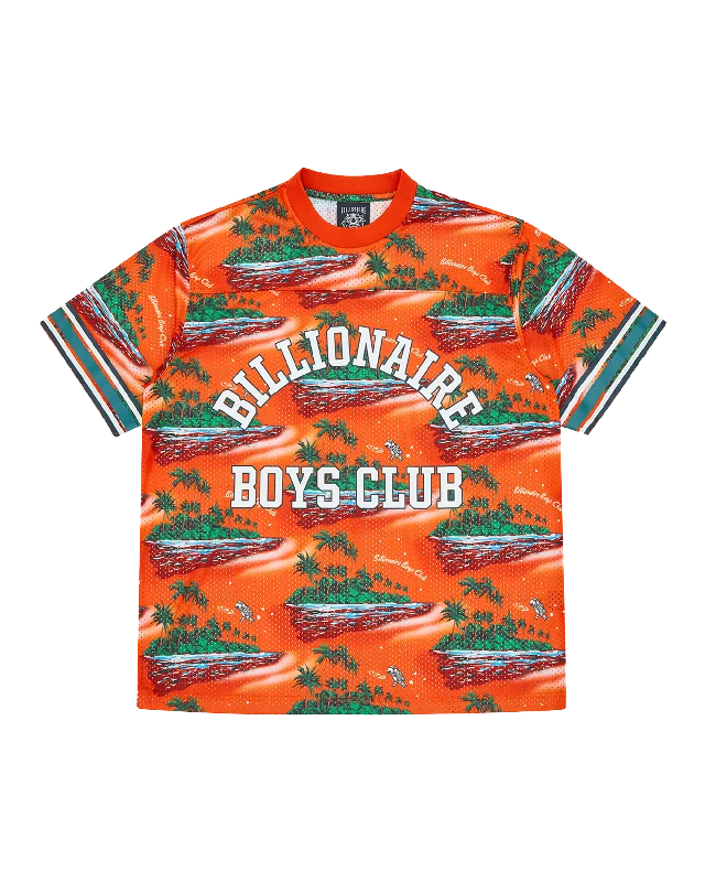 Tropical Island Print Football Top