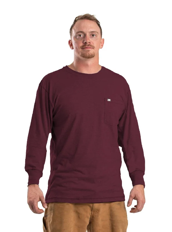 Berne Mens Maroon Cotton Blend WorkVent Performance Pocket Tee L/S