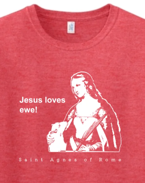 Jesus Loves Ewe - St. Agnes Adult T-Shirt