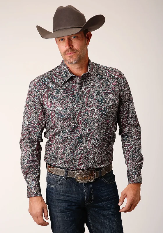 Roper Mens Old Time Paisley Multi-Color 100% Cotton L/S Shirt