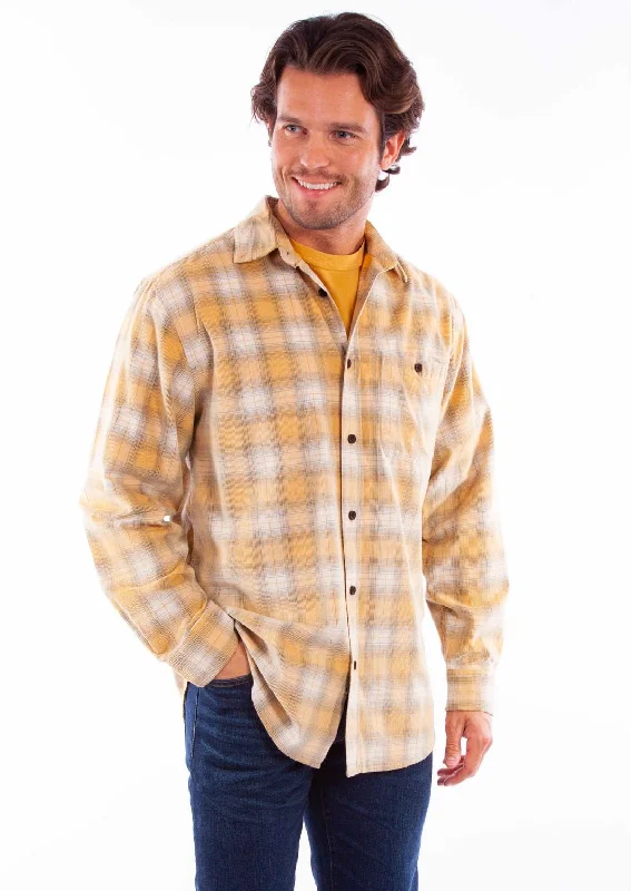 Scully Mens Corduroy Plaid Natural 100% Cotton L/S Shirt