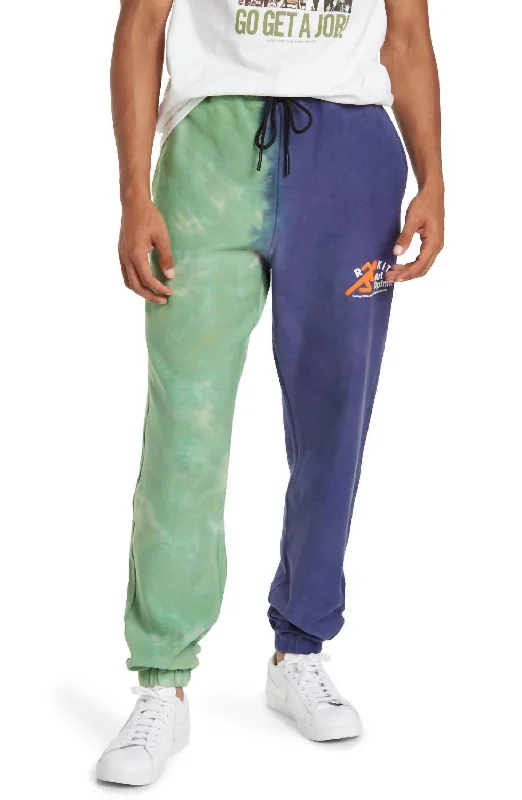 Men's Clash Sweatpants In Blue/green Tie Dye