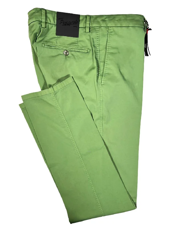 Men's Cotton/silk Stretch Trouser In Green