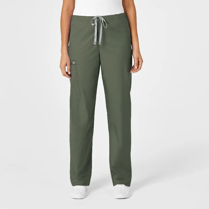 WonderWORK Unisex Drawstring Cargo Scrub Pant - Olive